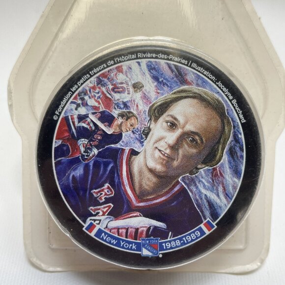 GUY LAFLEUR New York Rangers 1988-1989 Rare SOUVENIR HOCKEY PLAYER PUCK - Picture 2 of 5